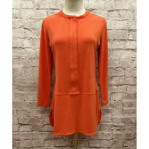 Lauren Ralph Lauren Womens S Knit Popover Tunic Top Orange Poly Blend Stretch